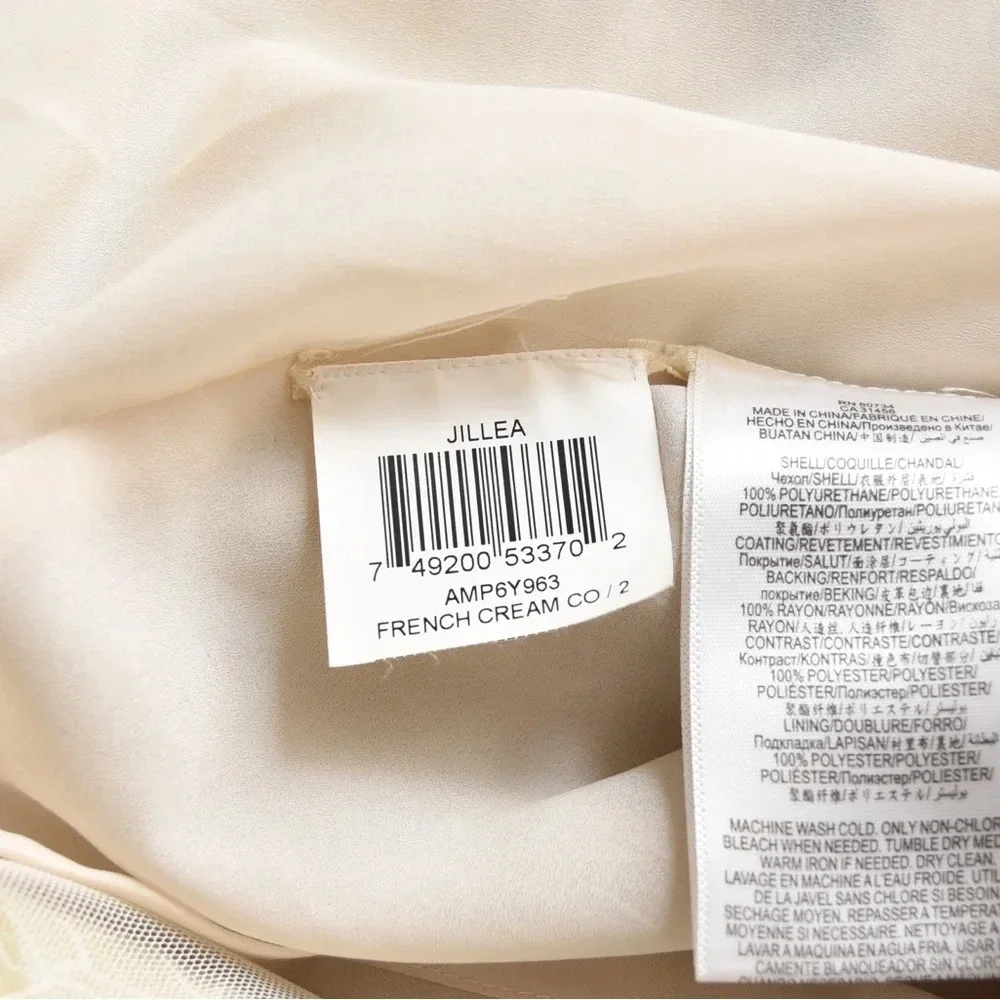 BCBGMaxazriah Jillea embroidered cut out faux leather dress cream size 2 - Picture 6 of 9